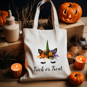 Schattige Groene Eenhoorn Halloween Trick or Treat Tote Bag