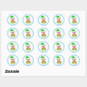 Schattige groene elf bedankt ronde sticker (Vel)