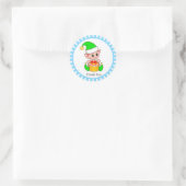 Schattige groene elf bedankt ronde sticker (Tas)