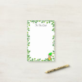 Schattige Groene Elf & Groene Blad Frame Post-it® Notes (Op bureau)