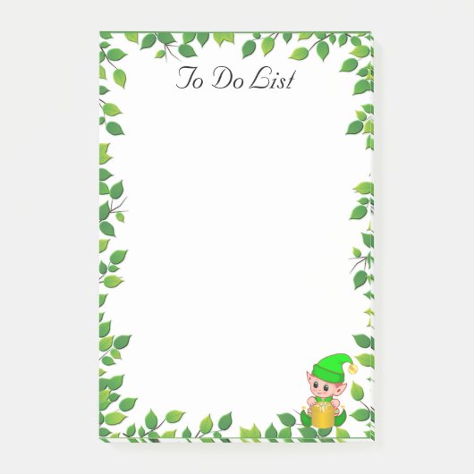 Schattige Groene Elf & Groene Blad Frame Post-it® Notes (Voorkant)
