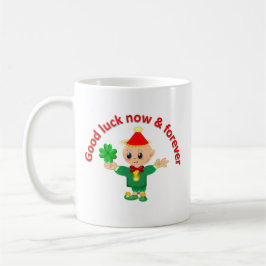 Schattige groene elf met een klavertje vier koffiemok