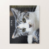 Schattige Groene Eyed Calico Kattenportret Legpuzzel (Verticaal)