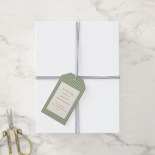 Schattige groene geruite aangepaste kerstwensen cadeaulabel (Met Touw)