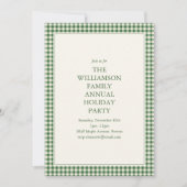 Schattige groene gingham geruite kerstfeest kaart (Voorkant)