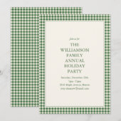 Schattige groene gingham geruite kerstfeest kaart (Voorkant / Achterkant)
