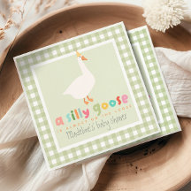 Schattige Groene Gingham Neutrale Dwaze Gans Baby 