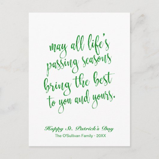 Schattige groene glitters Ierse toast St. Patrick' Briefkaart (Voorkant)