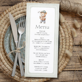 Schattige Groene Golfbeer Aangepaste Baby Shower Menu