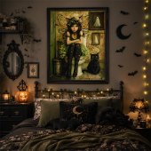 Schattige Groene Goth Sinterklaas Fee Kat Hallowee Poster