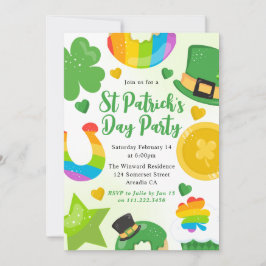 Schattige groene, gouden en regenboog St. Patrick' Kaart