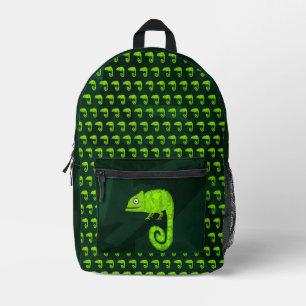 Schattige Groene Kameleon Illustratie Tropisch Rep Bedrukte Rugzak