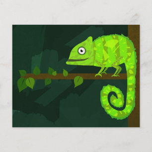 Schattige Groene Kameleon Illustratie Tropisch Rep Flyer