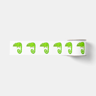Schattige Groene Kameleon Illustratie Tropisch Rep Grosgrain Lint