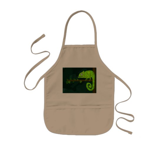 Schattige Groene Kameleon Illustratie Tropisch Rep Kinder Schort (Voorkant)