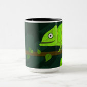 Schattige Groene Kameleon Illustratie Tropisch Rep Mok (Midden)