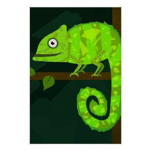 Schattige Groene Kameleon Illustratie Tropisch Rep Perfect Poster