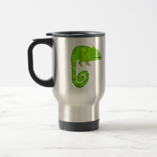 Schattige Groene Kameleon Illustratie Tropisch Rep Reisbeker