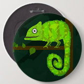Schattige Groene Kameleon Illustratie Tropisch Rep Ronde Button 6,0 Cm (Voorkant /achterkant)