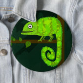 Schattige Groene Kameleon Illustratie Tropisch Rep Ronde Button 6,0 Cm (In situ)