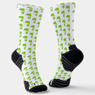 Schattige Groene Kameleon Illustratie Tropisch Rep Sokken