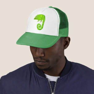 Schattige Groene Kameleon Illustratie Tropisch Rep Trucker Pet