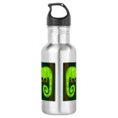 Schattige Groene Kameleon Illustratie Tropisch Rep Waterfles (Achterkant)