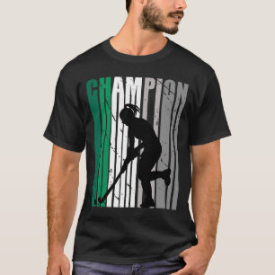 Schattige Groene Kampioen Hockey Verjaardag Kunst T-shirt