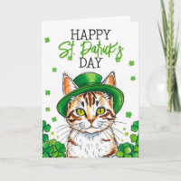 Schattige Groene Kat met Shamrocks St. Patrick's D