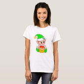 Schattige groene Kerst elf T-shirt (Voorkant volledig)