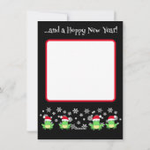 Schattige Groene Kikker Kerstmis Santa Hat Cartoon Feestdagenkaart (Achterkant)