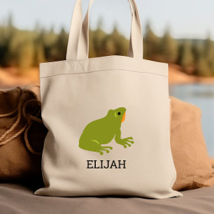 Schattige Groene Kikker Kids Persoonlijke Tote Bag