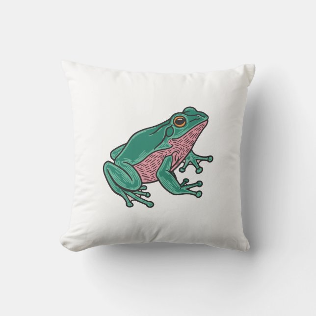 Schattige groene kikker kussen (Voorkant)
