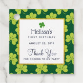 Schattige Groene Klaver Pattern Verjaardag Dank u Bedankjes Labels (Voorkant)