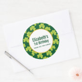 Schattige Groene Klaver Pattern Verjaardag Dank u Ronde Sticker (Envelop)