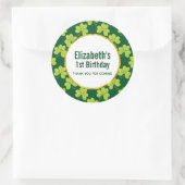 Schattige Groene Klaver Pattern Verjaardag Dank u Ronde Sticker (Tas)