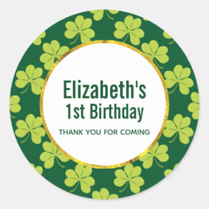 Schattige Groene Klaver Pattern Verjaardag Dank u Ronde Sticker