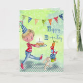 schattige groene kleine vogeljongen-illustratie kaart (Voorkant)