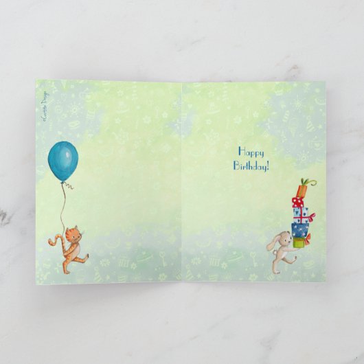 schattige groene kleine vogeljongen-illustratie kaart (Binnen)