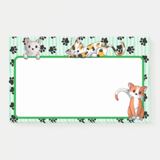 Schattige Groene kleur met poten schattige kittens Post-it® Notes (Voorkant)