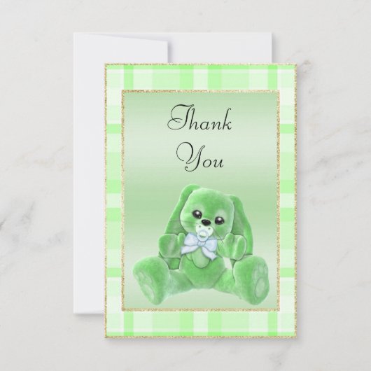 Schattige Groene Konijn Baby Shower Bedankt (Voorkant)