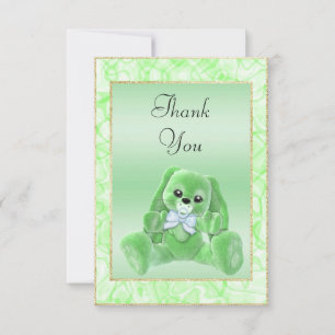 Schattige Groene Konijn Baby Shower Bedankt