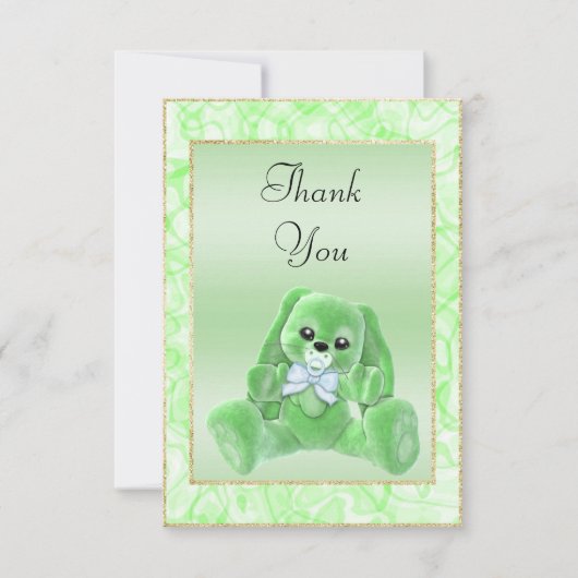 Schattige Groene Konijn Baby Shower Bedankt (Voorkant)