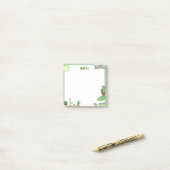 Schattige groene Koreaanse gepersonaliseerde Post-it® Notes (Op bureau)