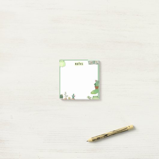 Schattige groene Koreaanse gepersonaliseerde Post-it® Notes (Op bureau)