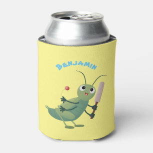 Schattige groene krekel insect cartoon illustratie blikjeskoeler