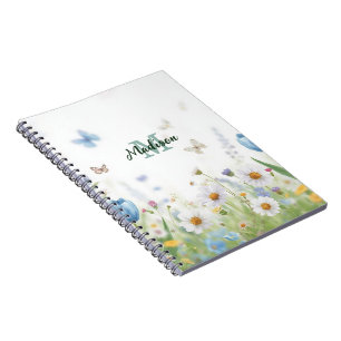 Schattige groene lente bloem wilde bloem boeket mo notitieboek
