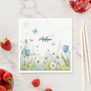 Schattige groene lente bloem wilde bloem boeket mo servet