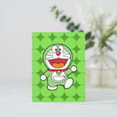 Schattige Groene Mini Doraemon Anime Briefkaart (Staand voorkant)