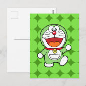 Schattige Groene Mini Doraemon Anime Briefkaart (Voorkant / Achterkant)